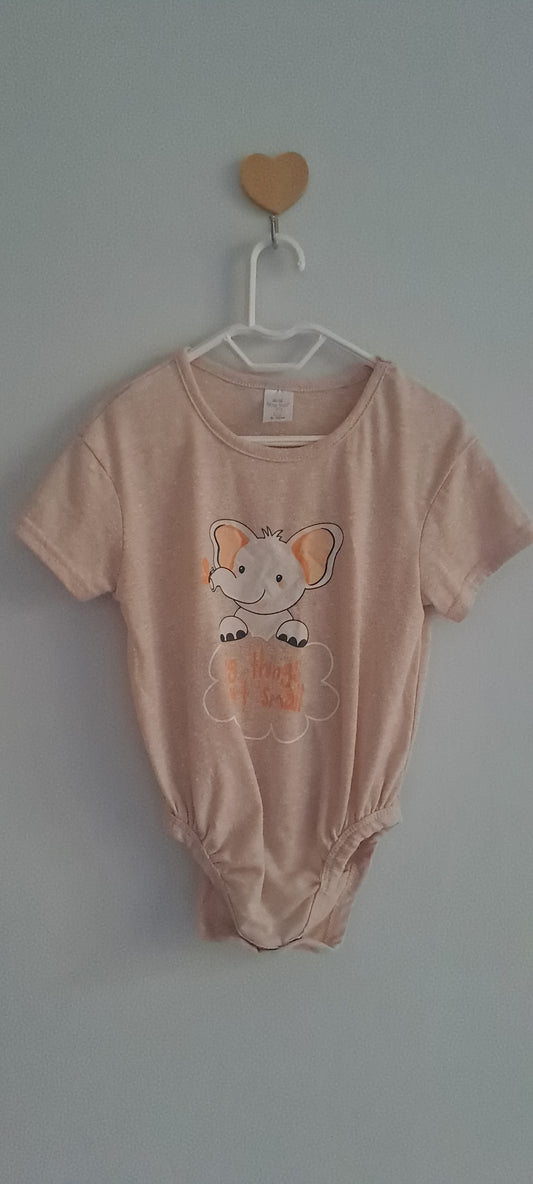 Tiny Tots Elephant Graphic Short Sleeve Romper Bodysuit 6-12 Months