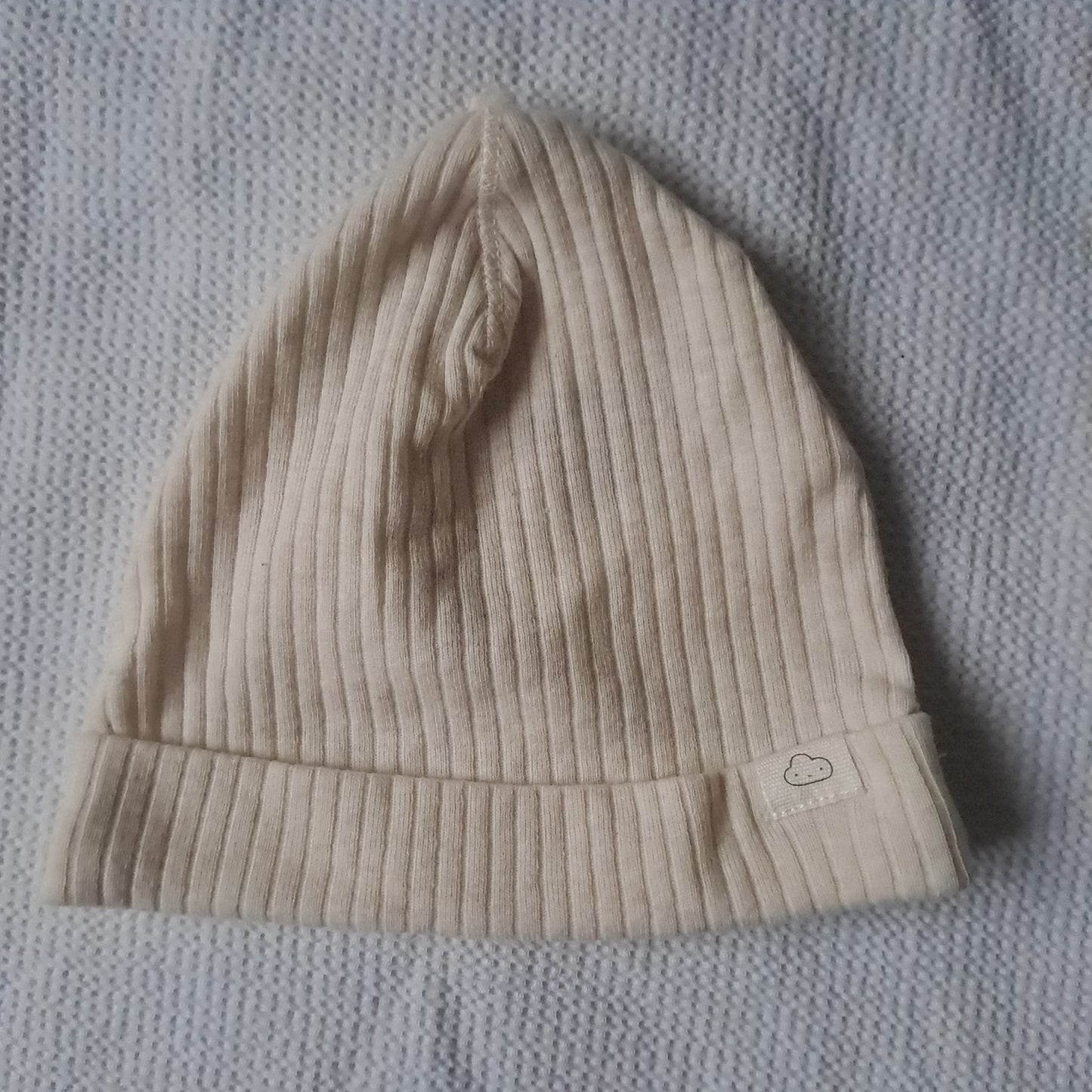 H&M Oatmeal Organic Cotton Ribbed Knit Beanie Hat 6-9 Months