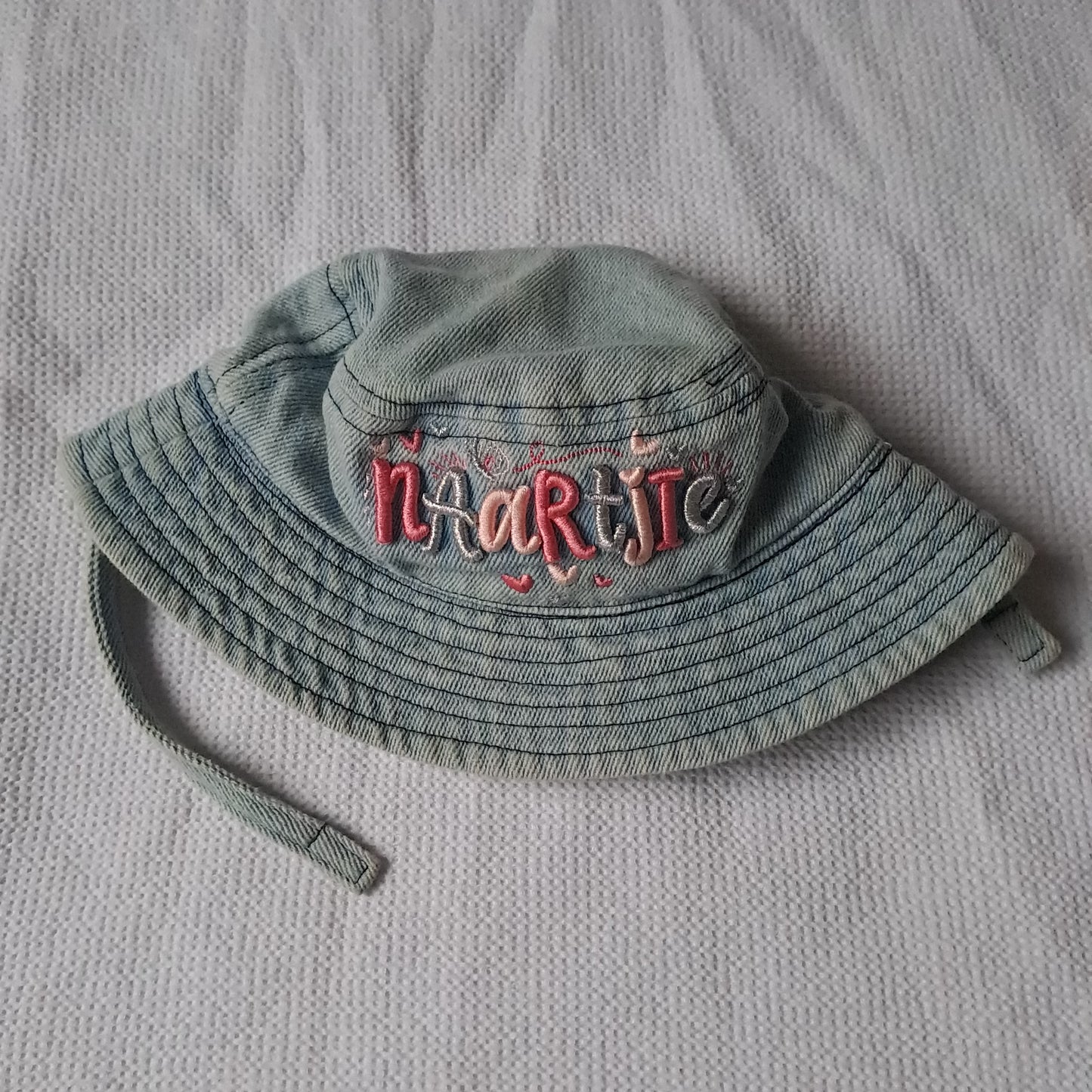 Naartjie Washed Blue Denim Sun Bucket Hat 0-6 Months
