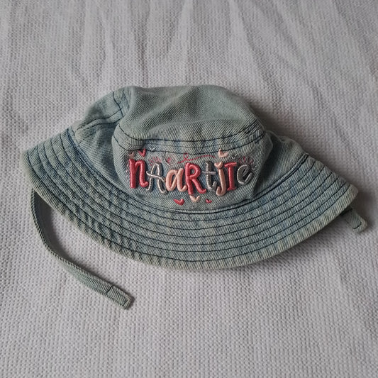Naartjie Washed Blue Denim Sun Bucket Hat 0-6 Months