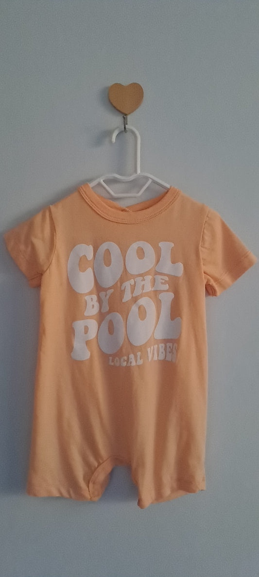 Woolworths Peach "Cool by the Pool" Graphic Short-Sleeve Romper 3-6 Months