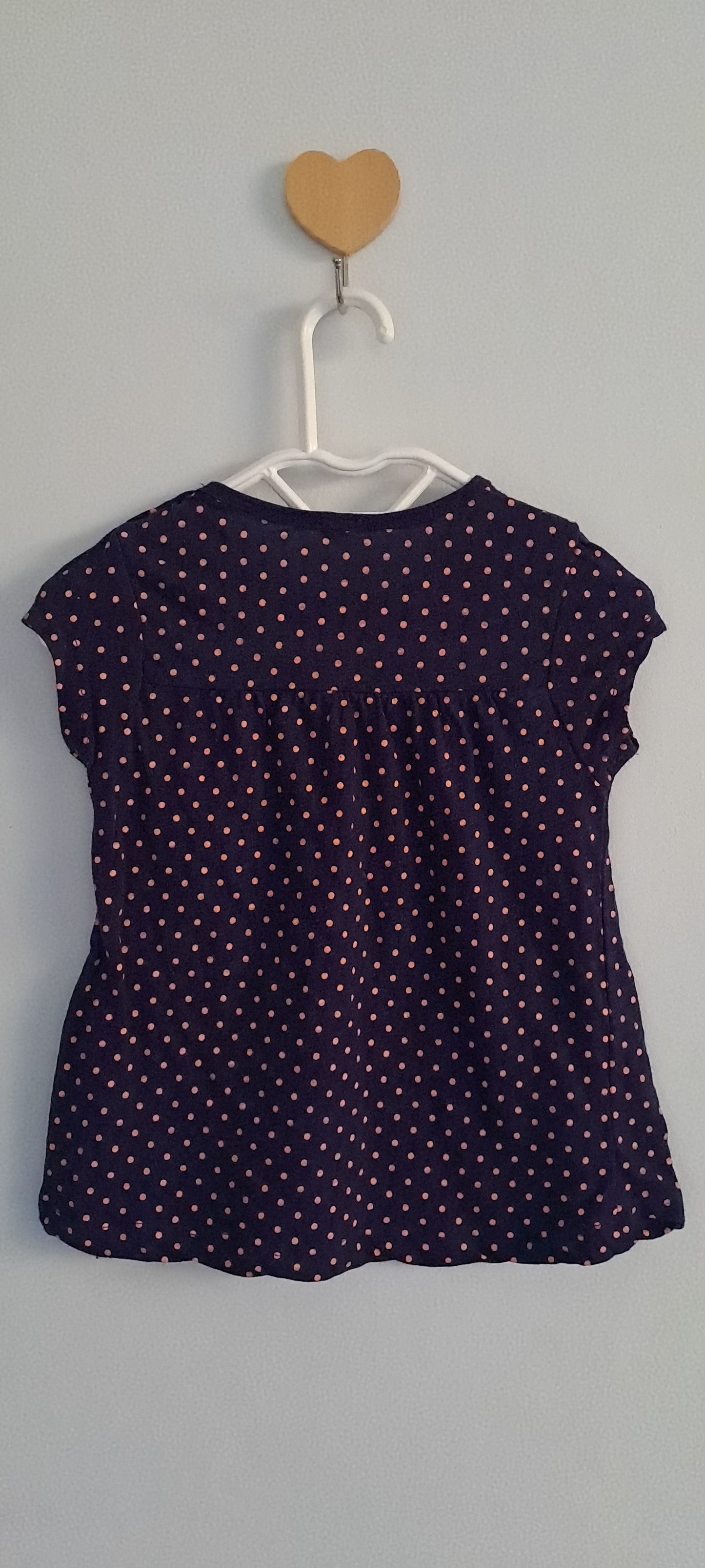 Earthchild Navy & Pink Polka Dot Cap-Sleeve Tunic Top 6-12 Months