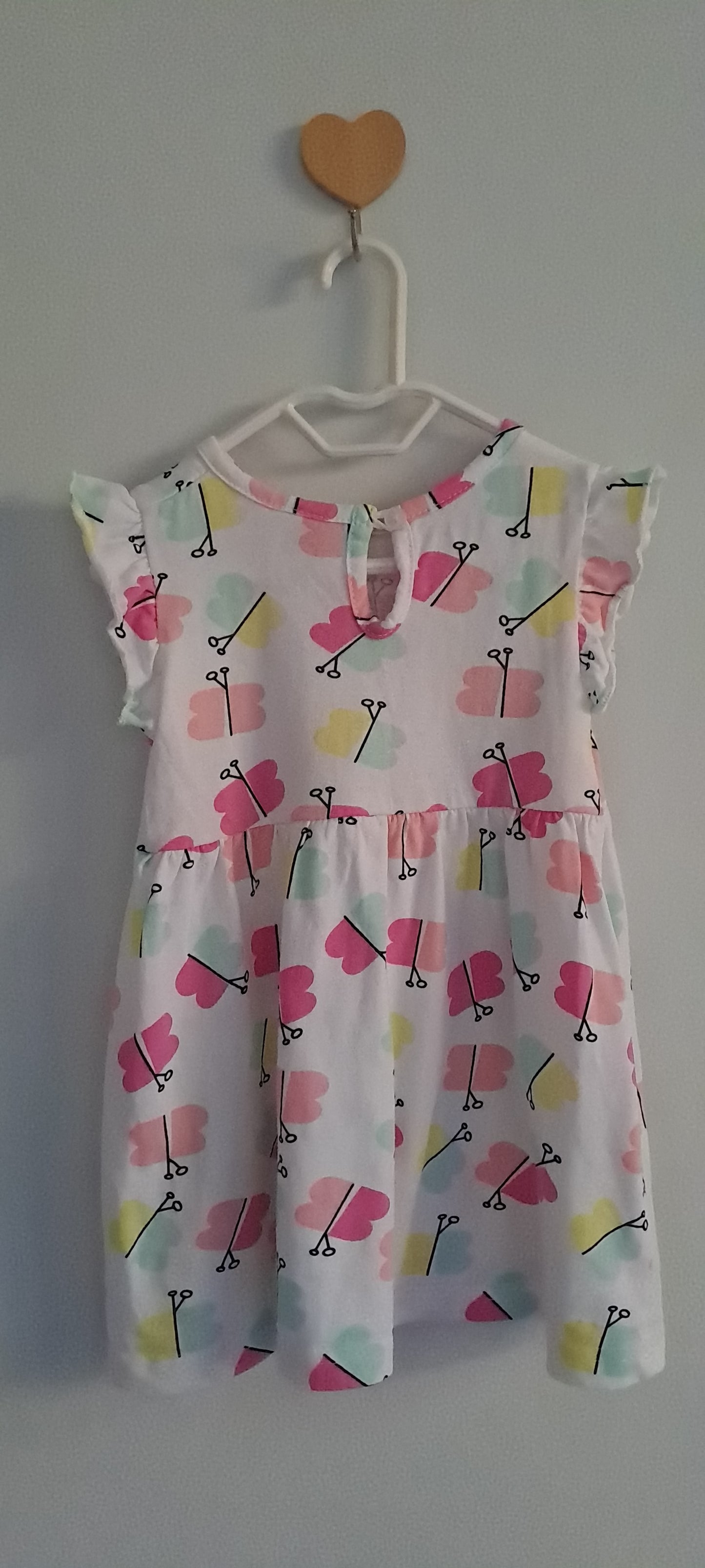 Jet Baby Multi-Color Butterfly Flutter Sleeve Dress 12-18 Months