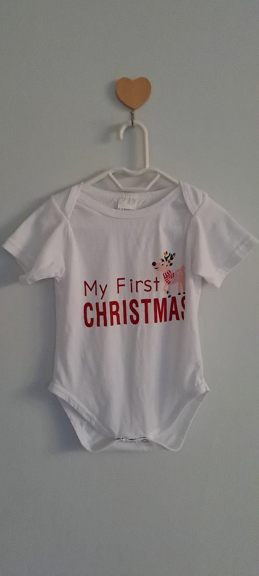 "My First Christmas" Reindeer Baby Bodyvest 6-12 Months