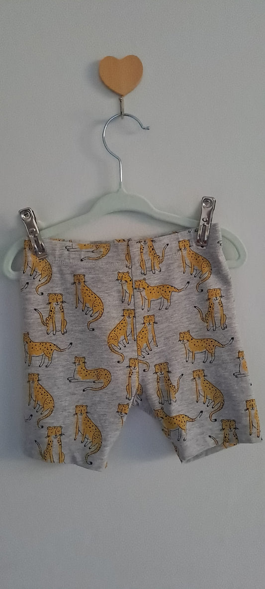 Next Kids Grey Marl Cheetah Print Cycling Shorts 2-3 Years