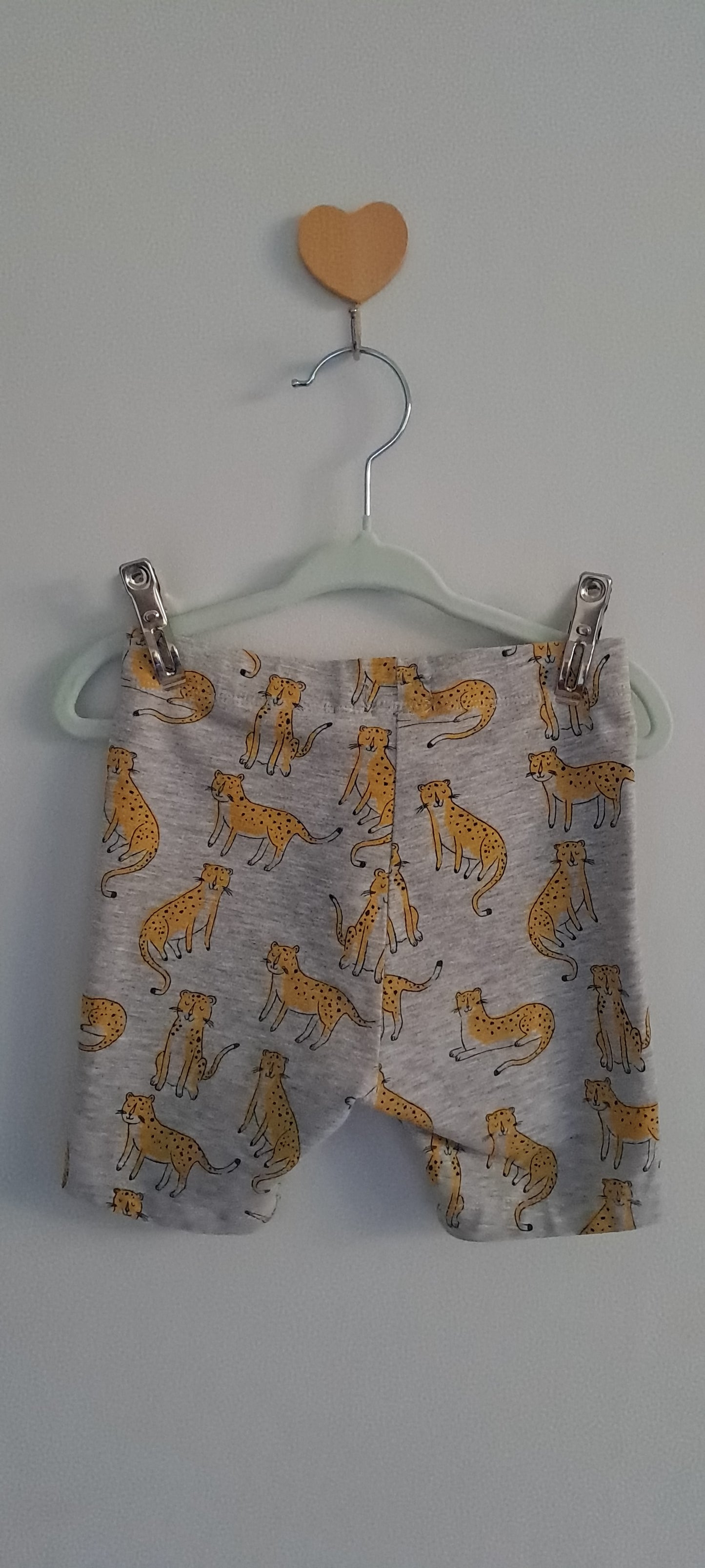 Next Kids Grey Marl Cheetah Print Cycling Shorts 2-3 Years