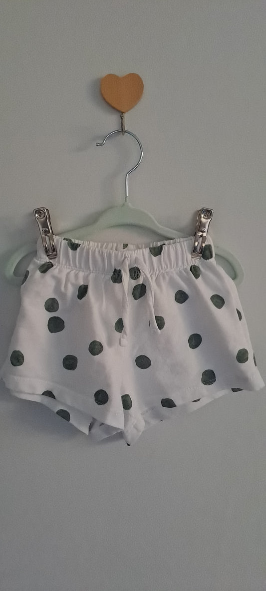 Zara Kids White & Charcoal Polka Dot Shorts 12-18 Months