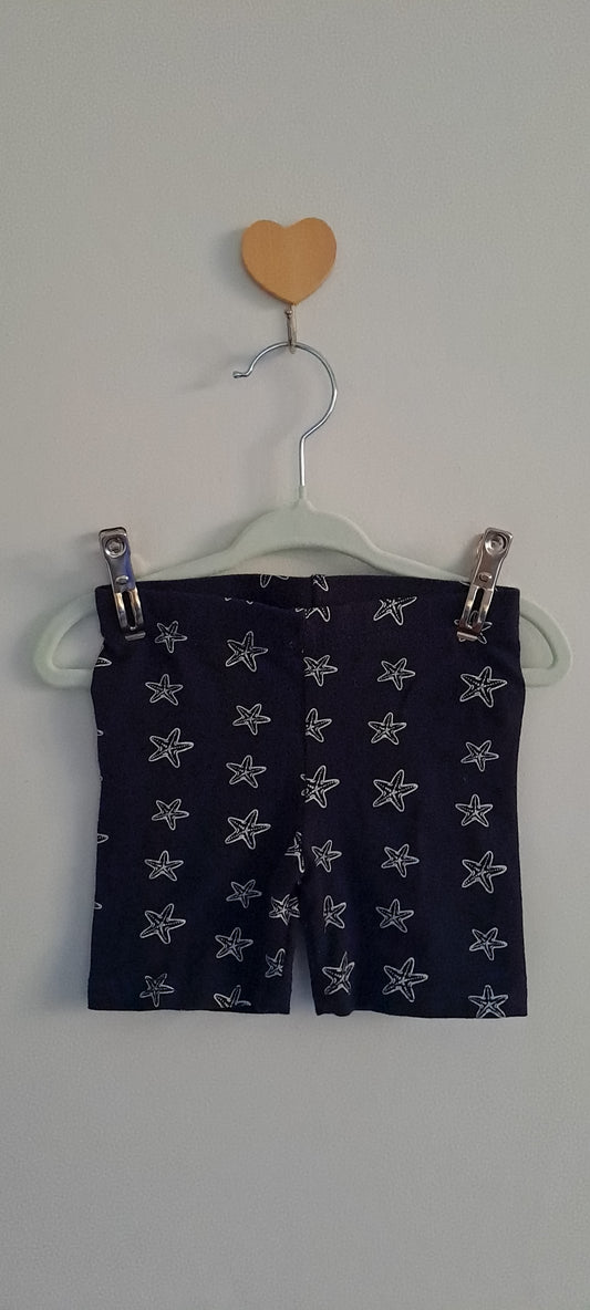 Qtee Kids Navy Blue Starfish Print Cycling Shorts 2-3 Years