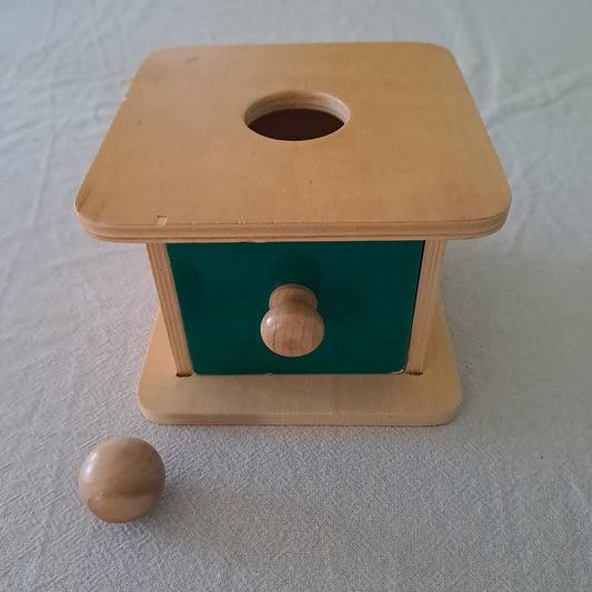 Wooden Montessori Imbucare Object Permanence Box with Drawer & Ball 8-14 Months