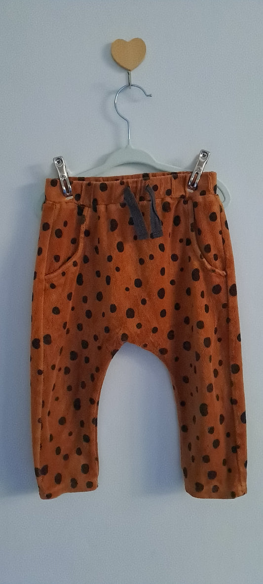 Cotton On Kids Rust Polka Dot Velour Jogger Pants 18-24 Months