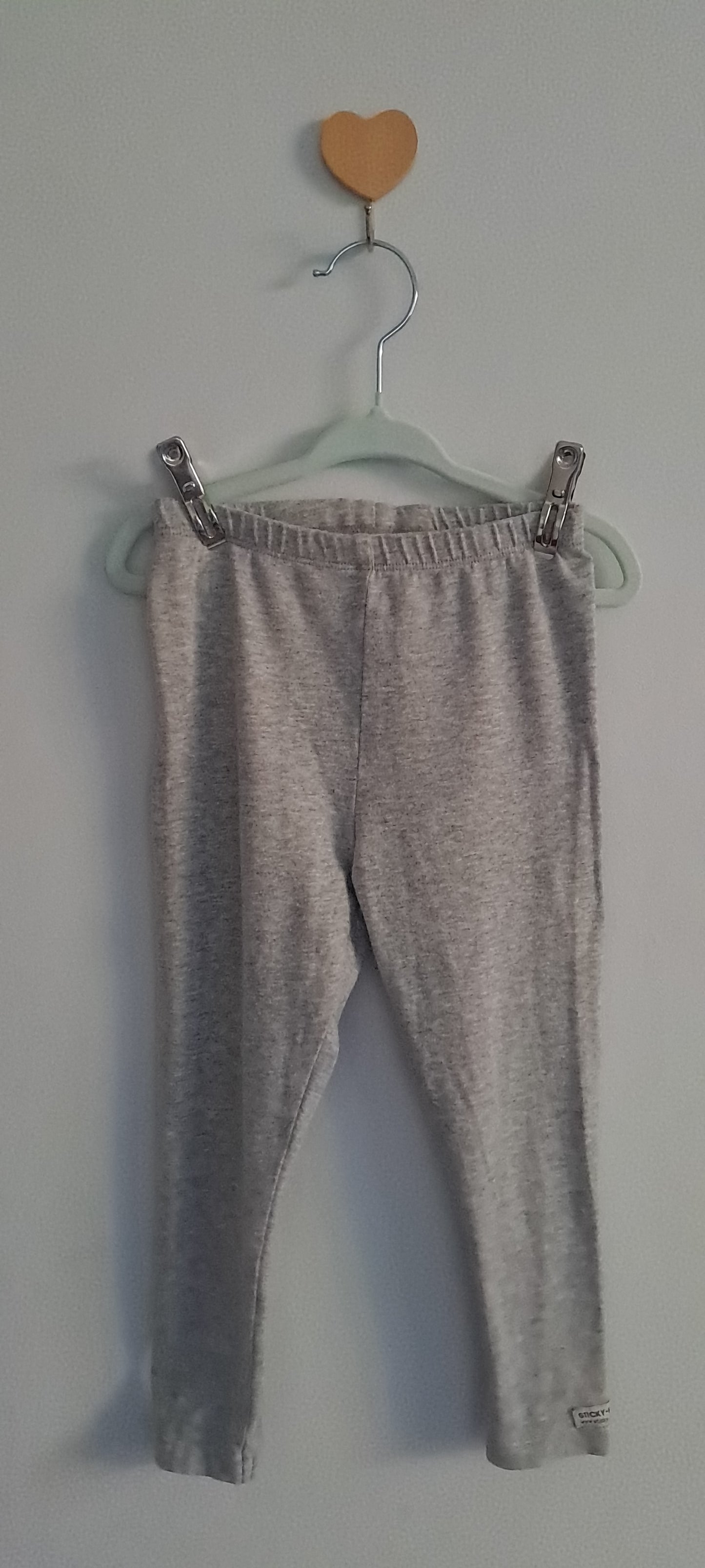 Sticky Fudge Plain Grey Marl Stretch Leggings 2-3 Years