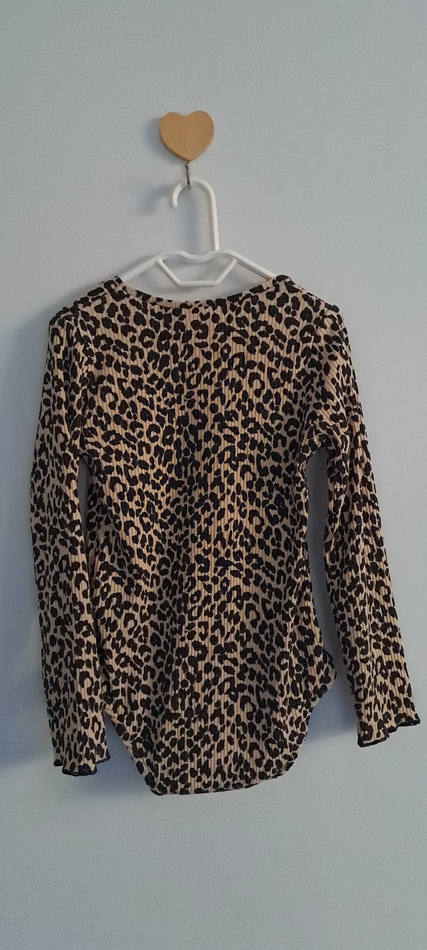 Zara Kids Long-Sleeve Ribbed Leopard Print Bodysuit 4-5 Years