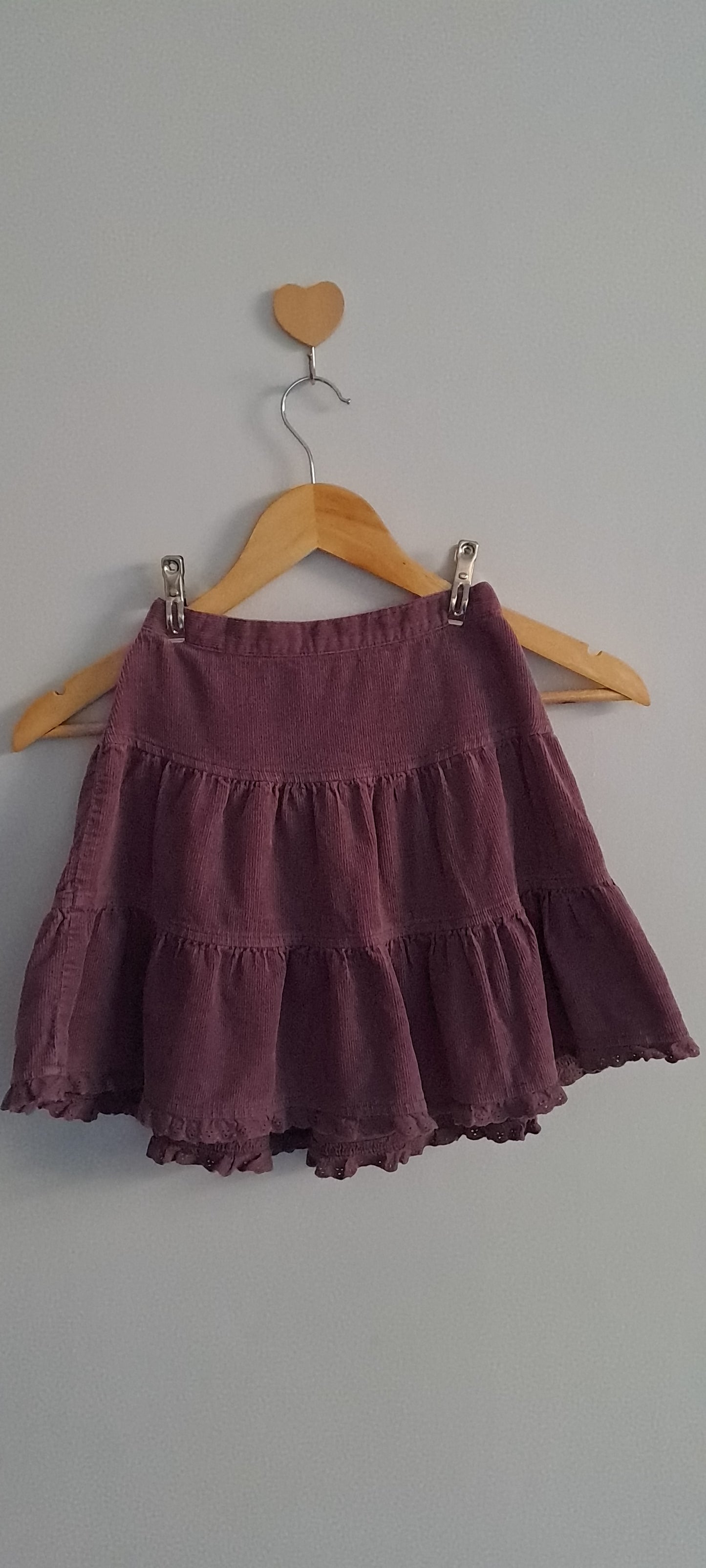 Marks & Spencer Mauve Tiered Corduroy Skirt 4-5 Years