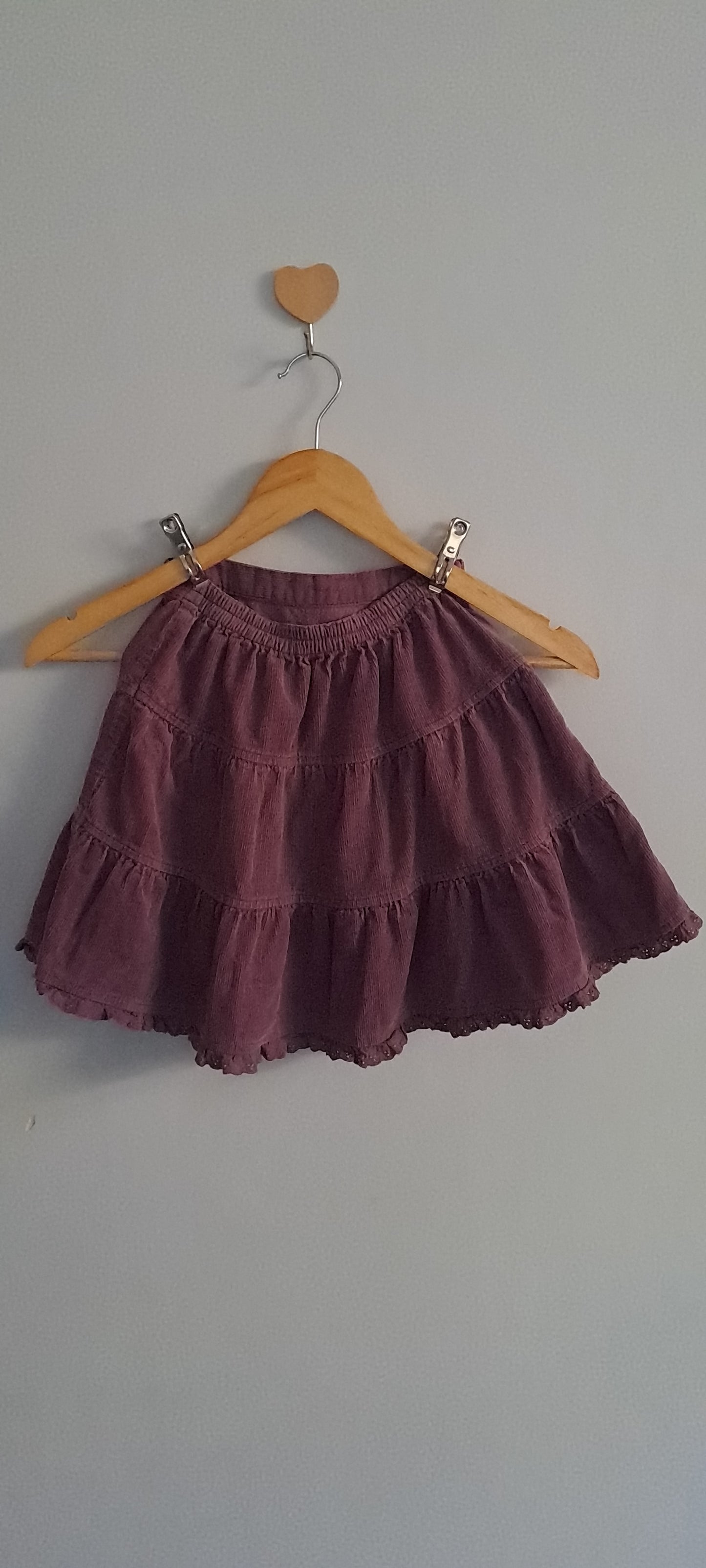 Marks & Spencer Mauve Tiered Corduroy Skirt 4-5 Years