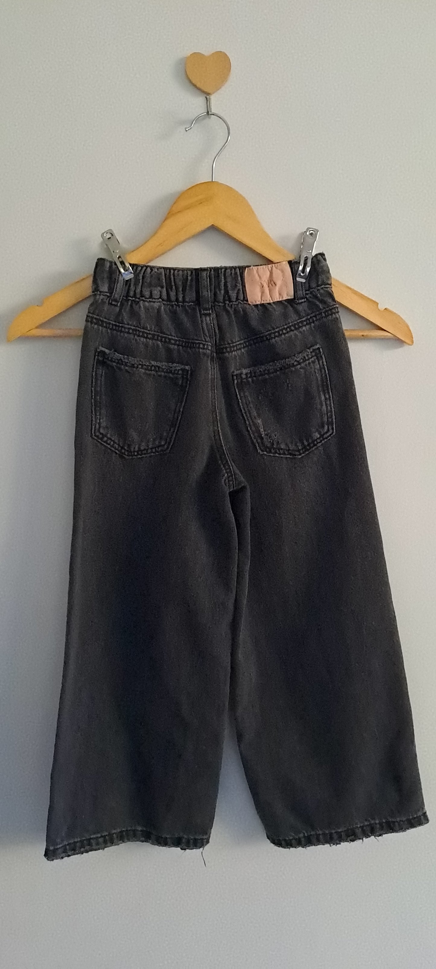 Zara Kids Charcoal Distressed Wide-Leg Denim Jeans 5-6 Years