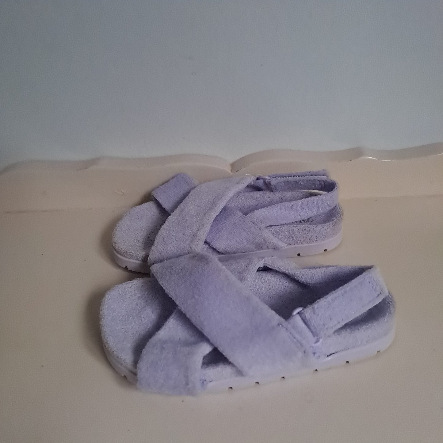 Zara Kids Lilac Towelling Cross-Strap Sandals UK/SA 7 (EU 24)