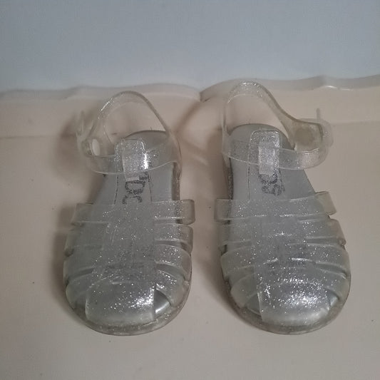 Cotton On Kids Silver Glitter Fisherman Jelly Sandals UK/SA 8 (EU 25)
