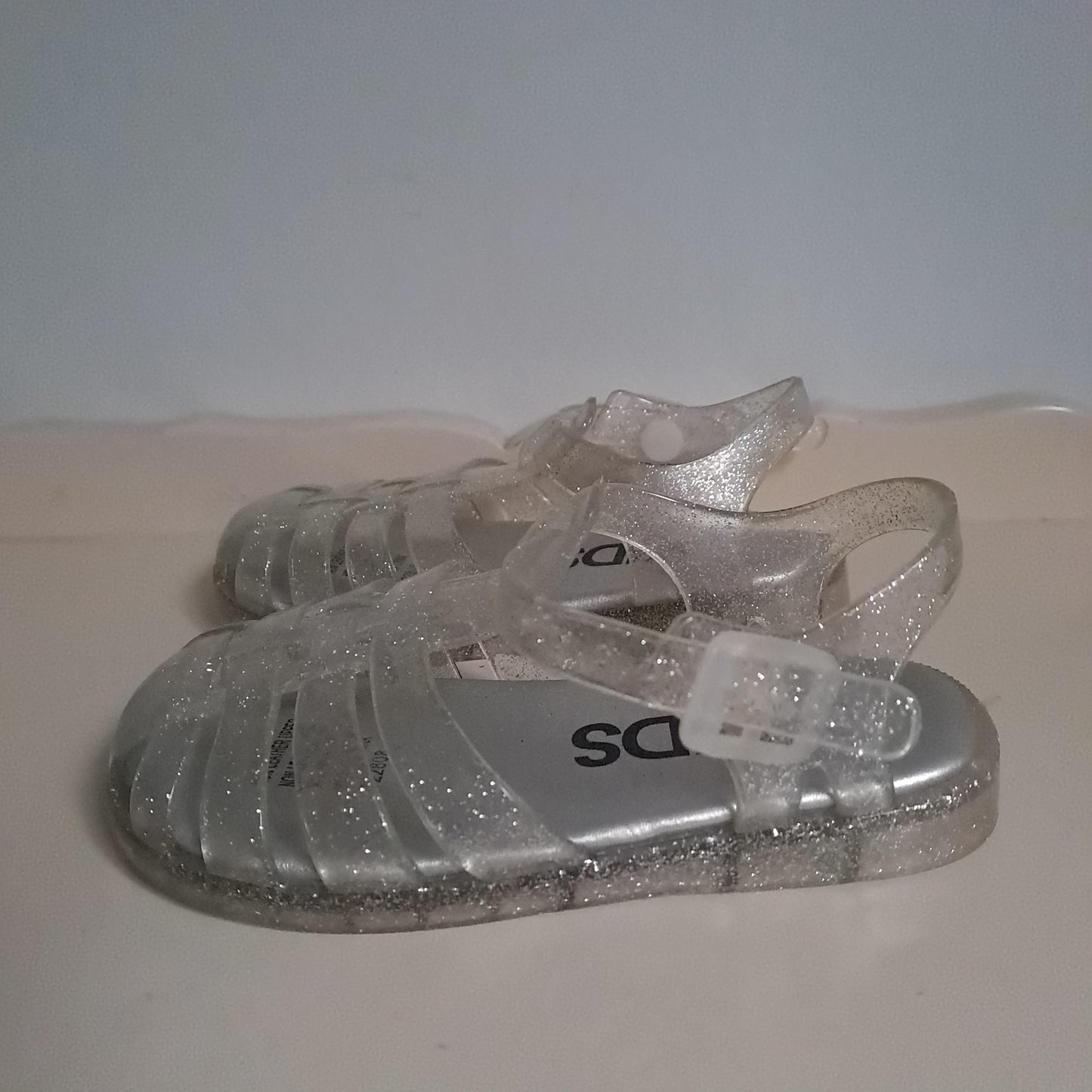 Cotton On Kids Silver Glitter Fisherman Jelly Sandals UK/SA 8 (EU 25)