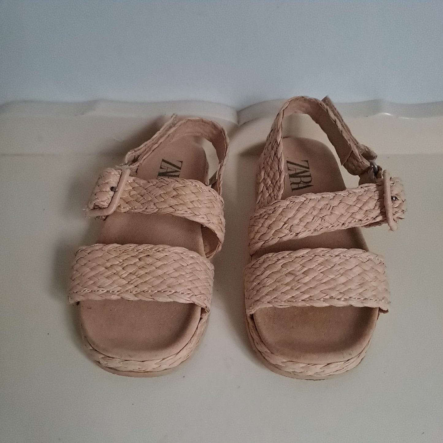 Zara Kids Beige Braided Rope Jute-Style Sandals UK/SA 8.5 (EU 26)