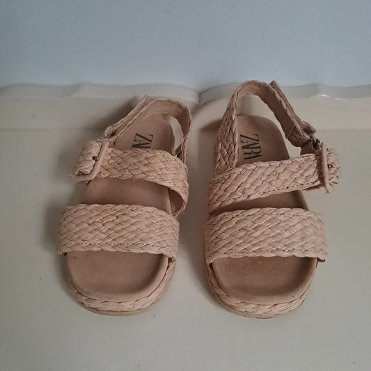 Zara Kids Beige Braided Rope Jute-Style Sandals UK/SA 8.5 (EU 26)