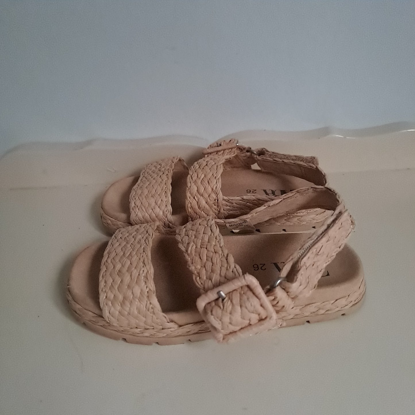 Zara Kids Beige Braided Rope Jute-Style Sandals UK/SA 8.5 (EU 26)