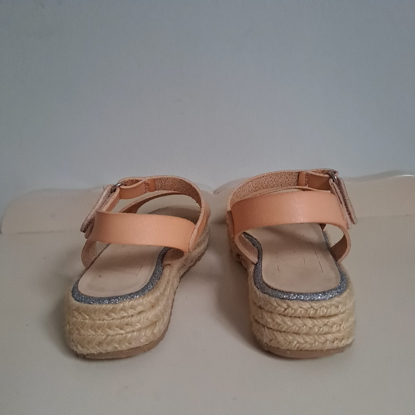 Zara Kids Peach Espadrille Jute Platform Sandals UK/SA 9.5 (EU 27)