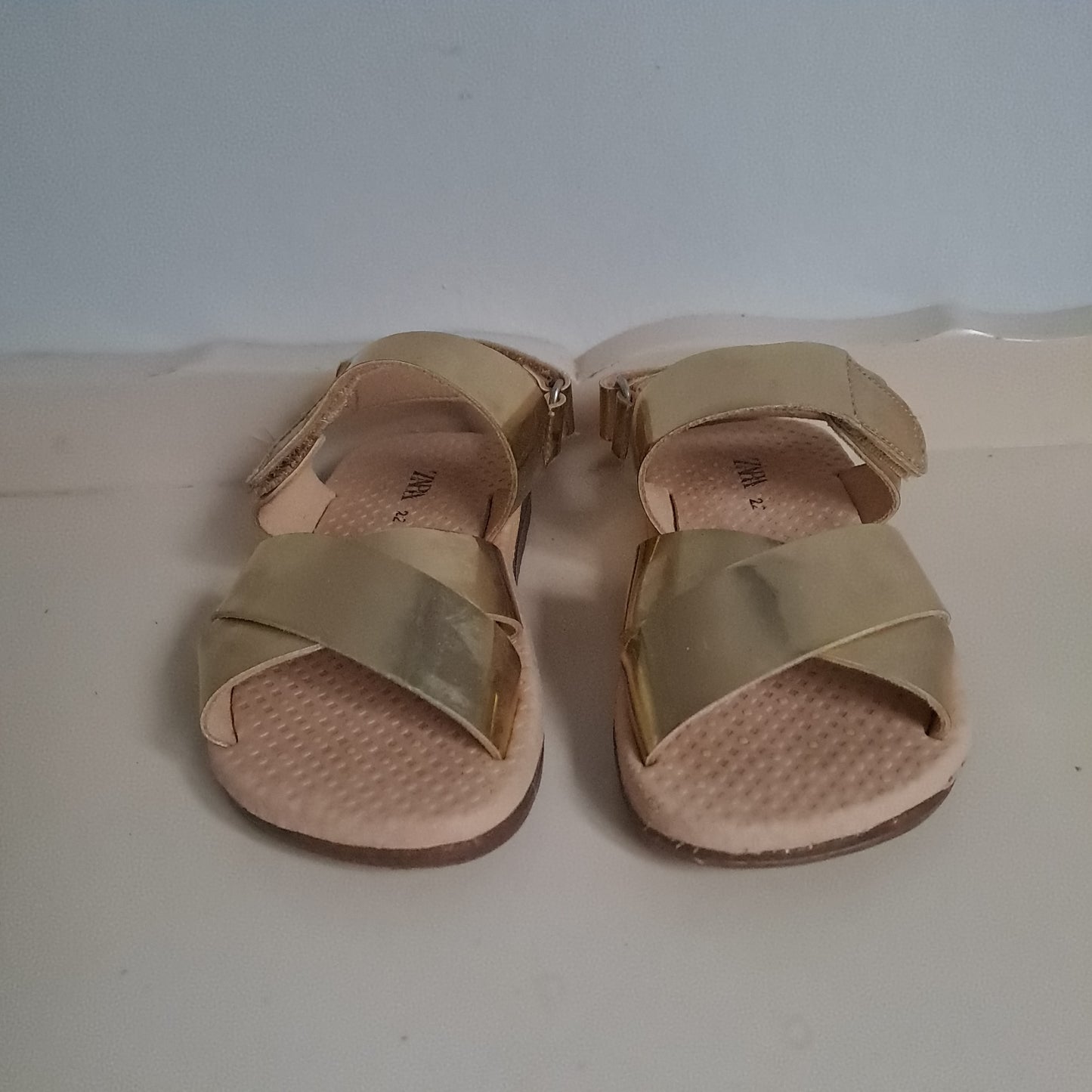 Zara Kids Metallic Gold Crossover Strappy Sandals UK/SA 5.5 (EU 22)