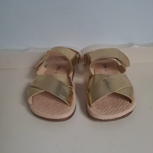 Zara Kids Metallic Gold Crossover Strappy Sandals UK/SA 5.5 (EU 22)