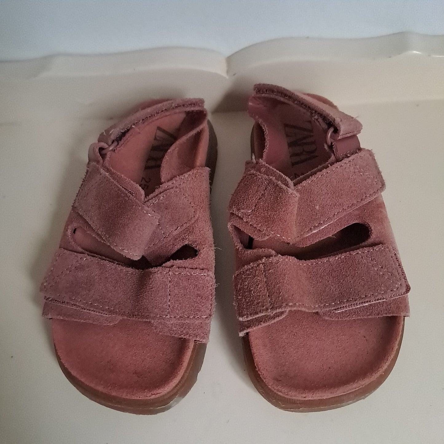 Zara Kids Mauve Pink Genuine Suede Double-Strap Sandals UK/SA 8 (EU 25)