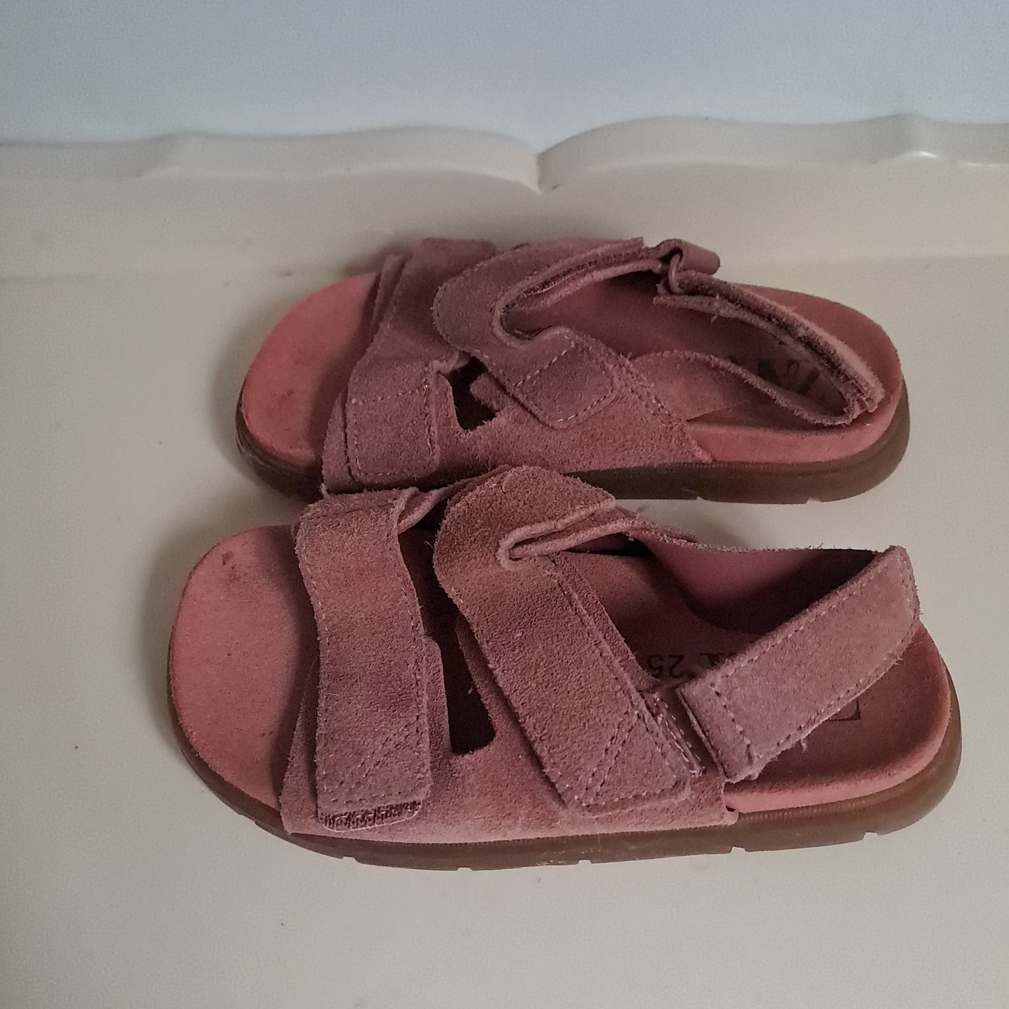 Zara Kids Mauve Pink Genuine Suede Double-Strap Sandals UK/SA 8 (EU 25)