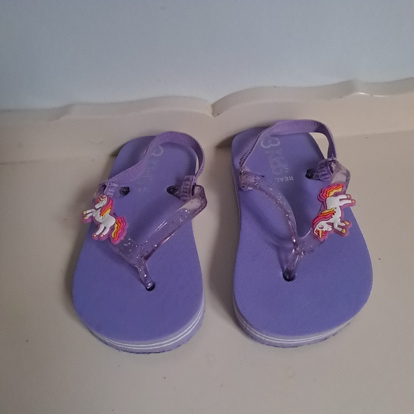 Real Kids Purple Unicorn Glitter Slingback Flip-Flops UK/SA 8 (EU 25)