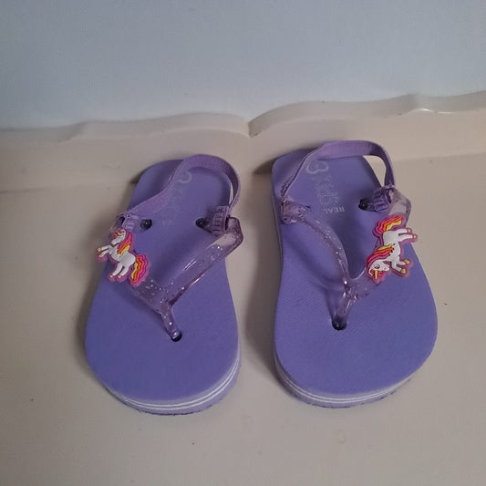 Real Kids Purple Unicorn Glitter Slingback Flip-Flops UK/SA 8 (EU 25)