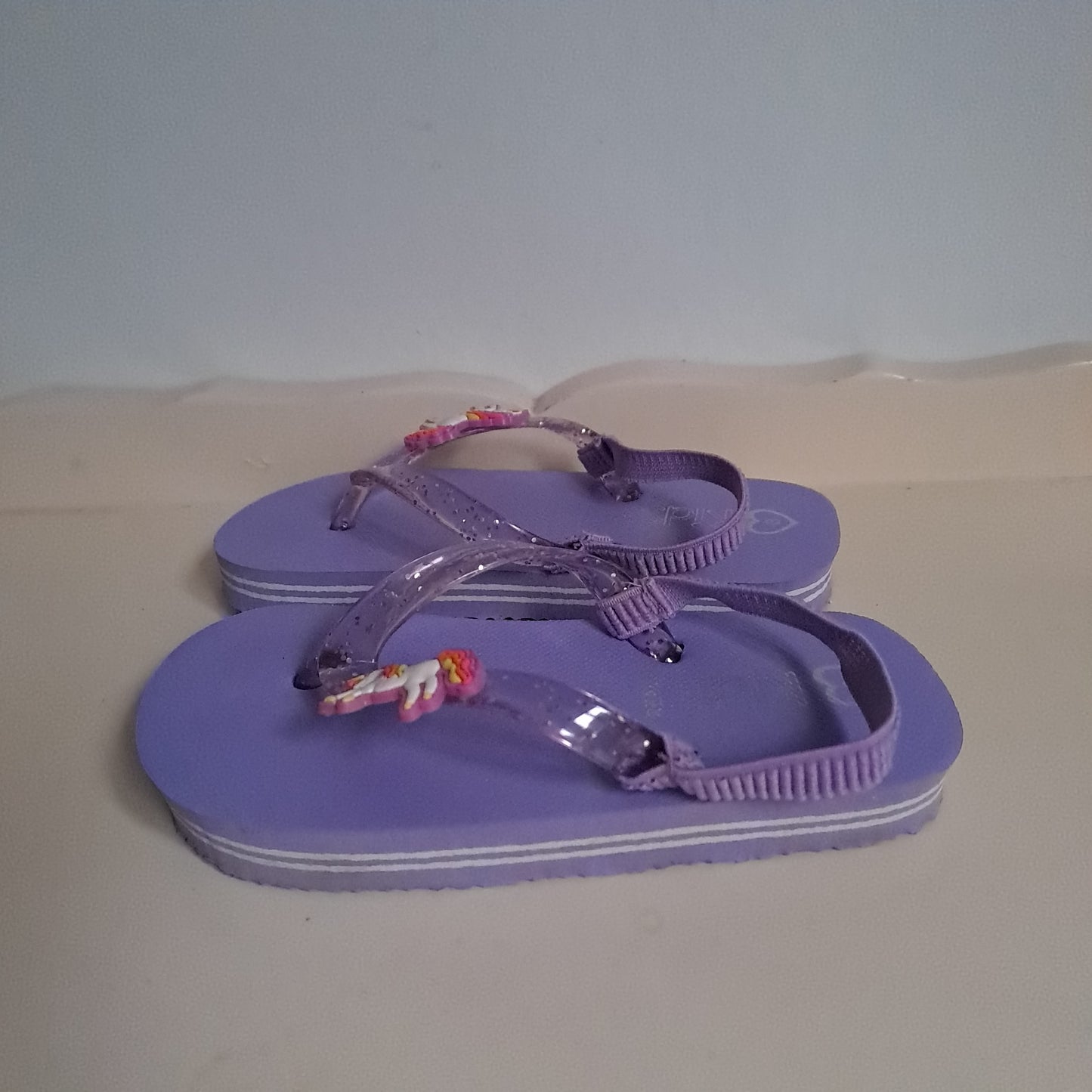 Real Kids Purple Unicorn Glitter Slingback Flip-Flops UK/SA 8 (EU 25)