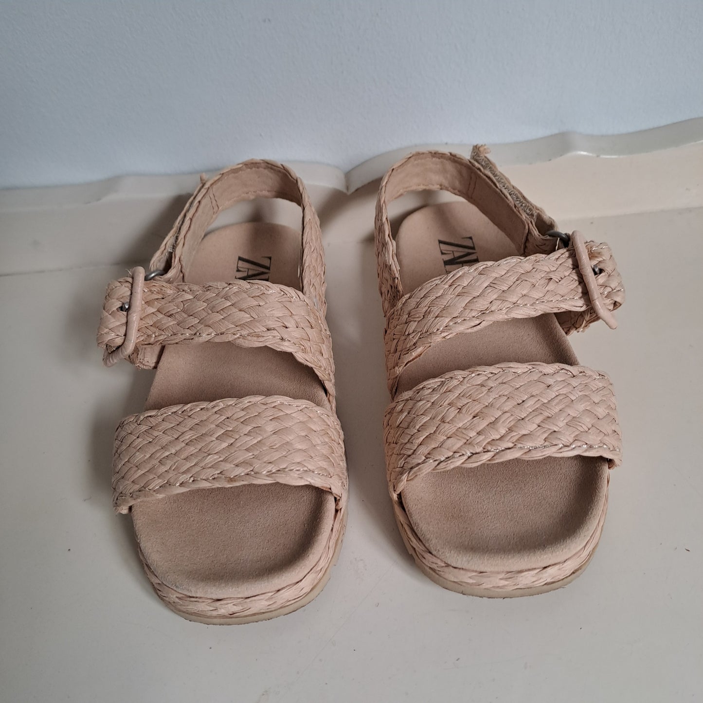 Zara Kids Beige Braided Rope Jute-Style Sandals UK/SA 9.5 (EU 27)