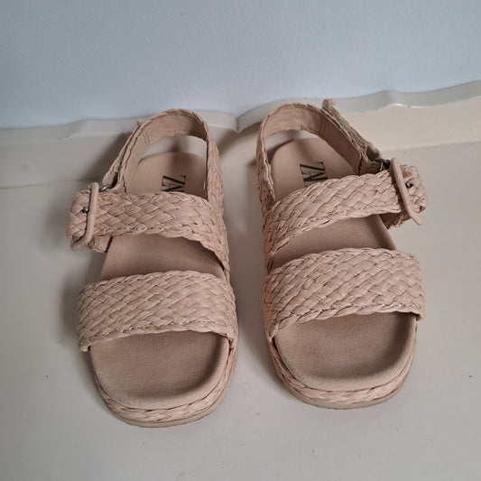 Zara Kids Beige Braided Rope Jute-Style Sandals UK/SA 9.5 (EU 27)