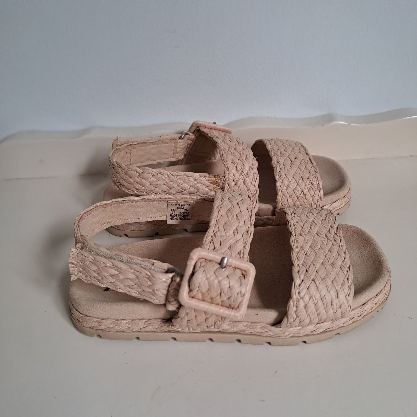 Zara Kids Beige Braided Rope Jute-Style Sandals UK/SA 9.5 (EU 27)