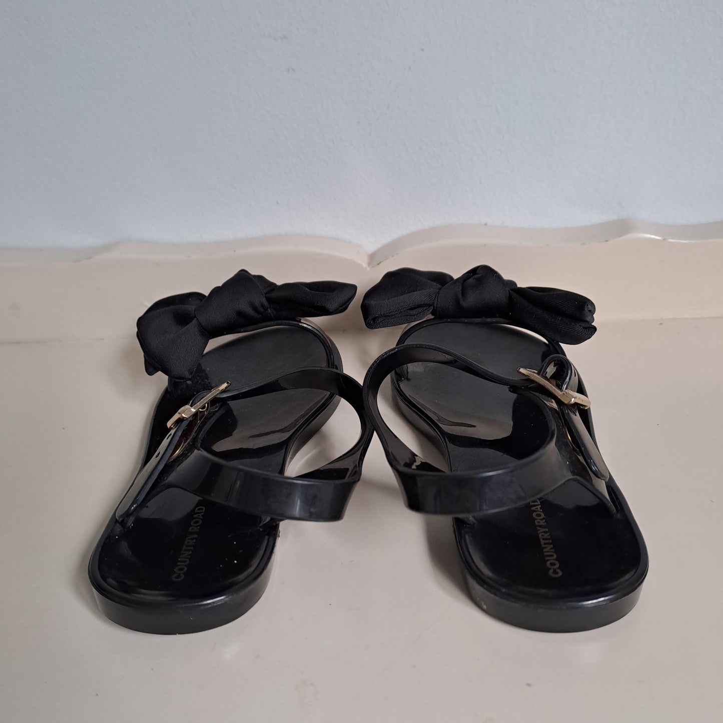 Country Road Kids Black Bow Jelly Sandals UK/SA 6 (EU 23)