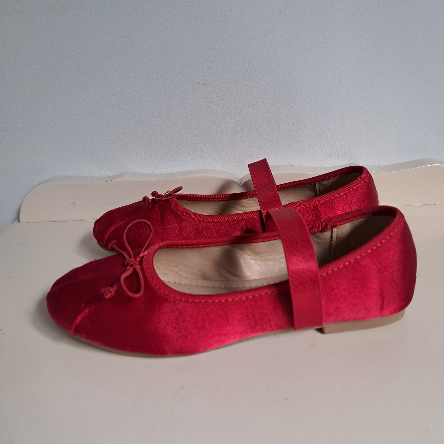 Cotton On Kids Deep Red Satin Olivia Ballet Mary Jane Flats UK/SA 13 (EU 32)
