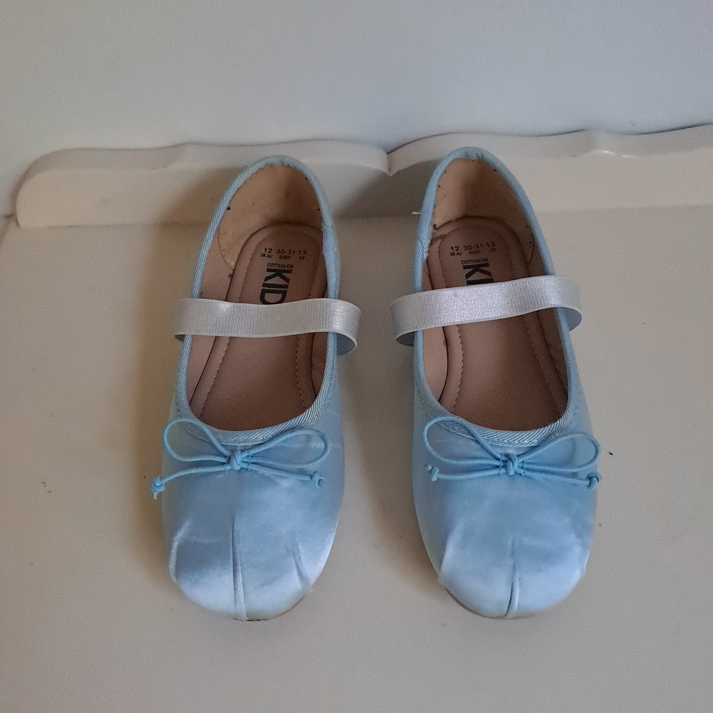 Cotton On Kids Baby Blue Satin Olivia Ballet Mary Jane Flats UK/SA 12 (EU 31)