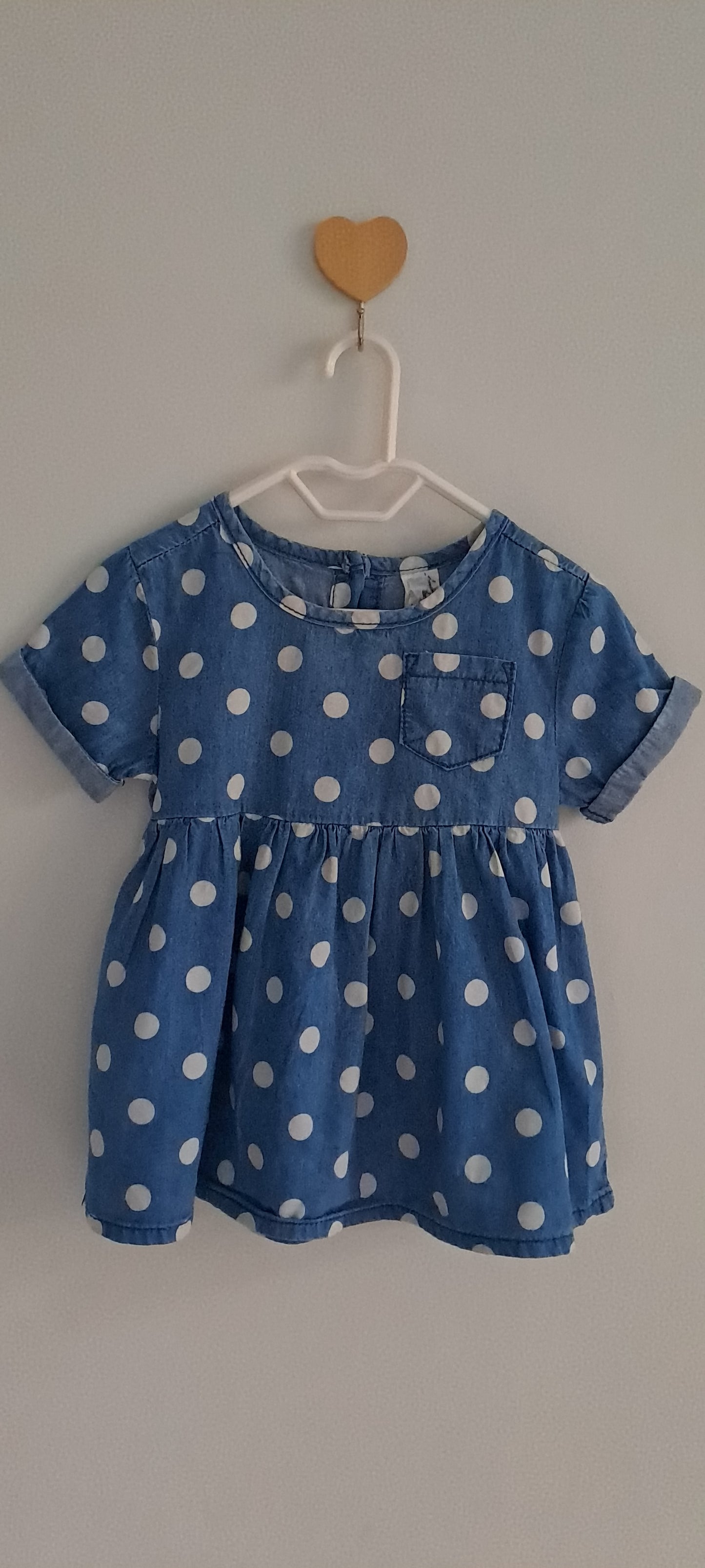 Ackermans Baby Polka Dot Denim Babydoll Dress 6-12 Months
