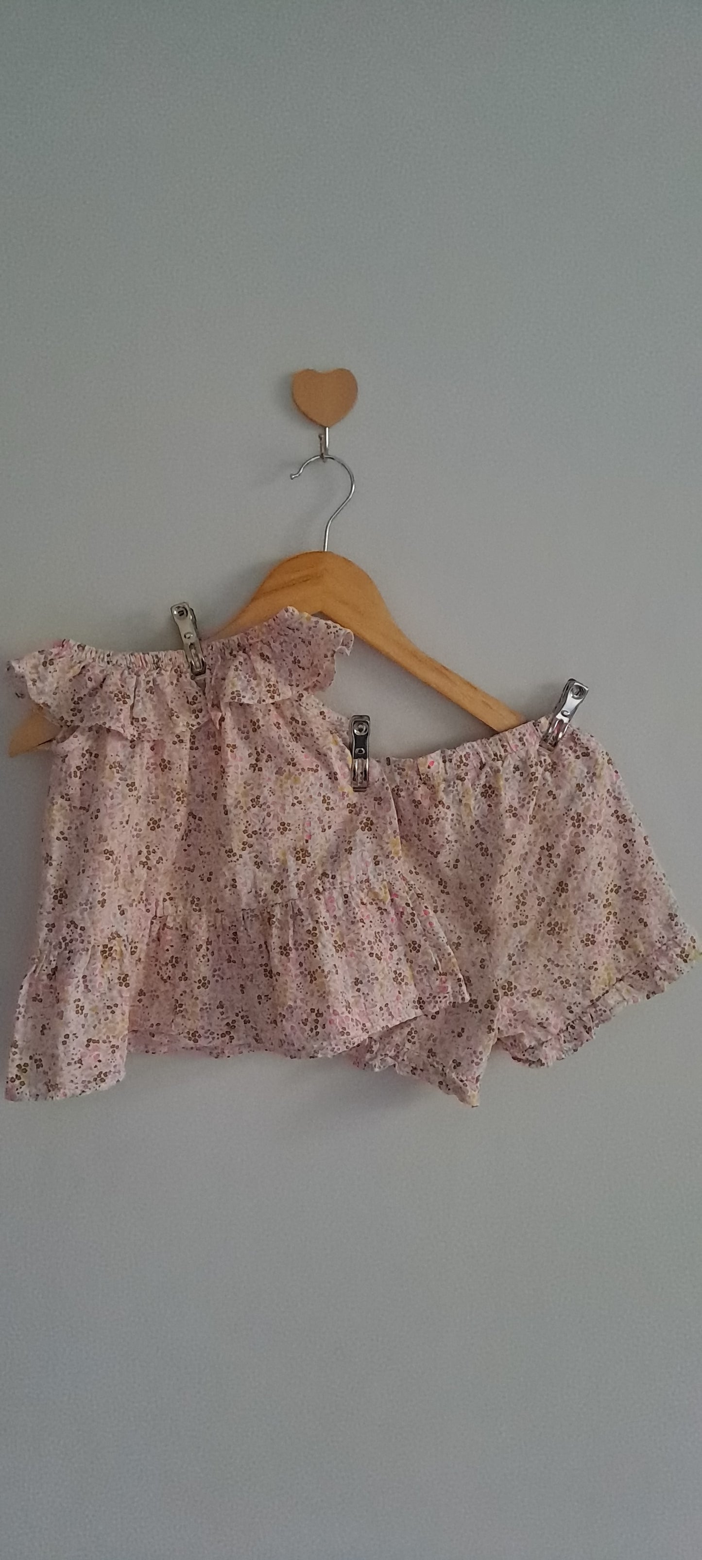 Ackermans Floral Ruffle Top & Shorts Matching Set 12-18 Months