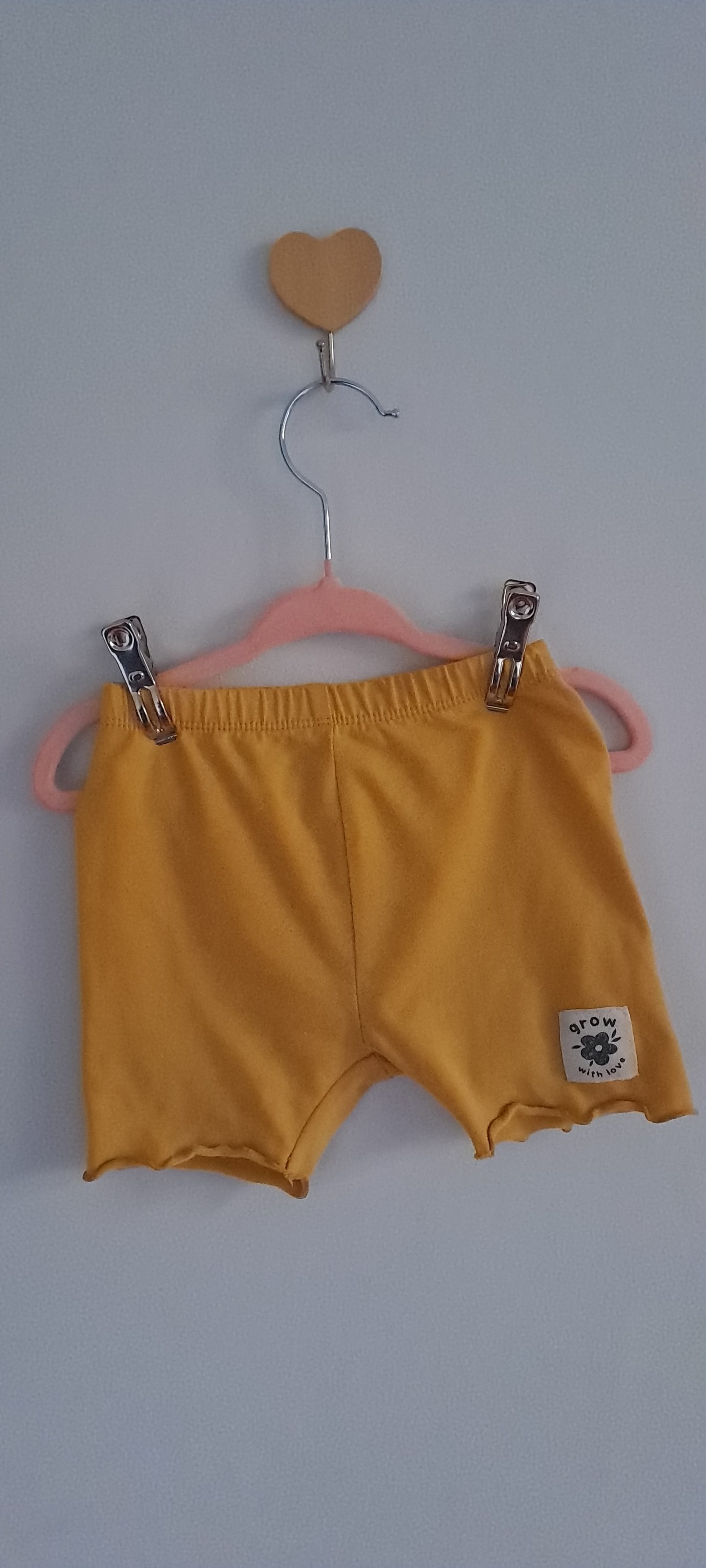 Woolworths Wooliesbabes Mustard Yellow Lettuce-Hem Cycling Shorts 6-12 Months