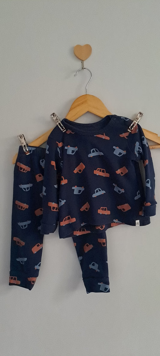 Woolworths Wooliesbabes Navy Car Print Pyjama Set 12-18 Months