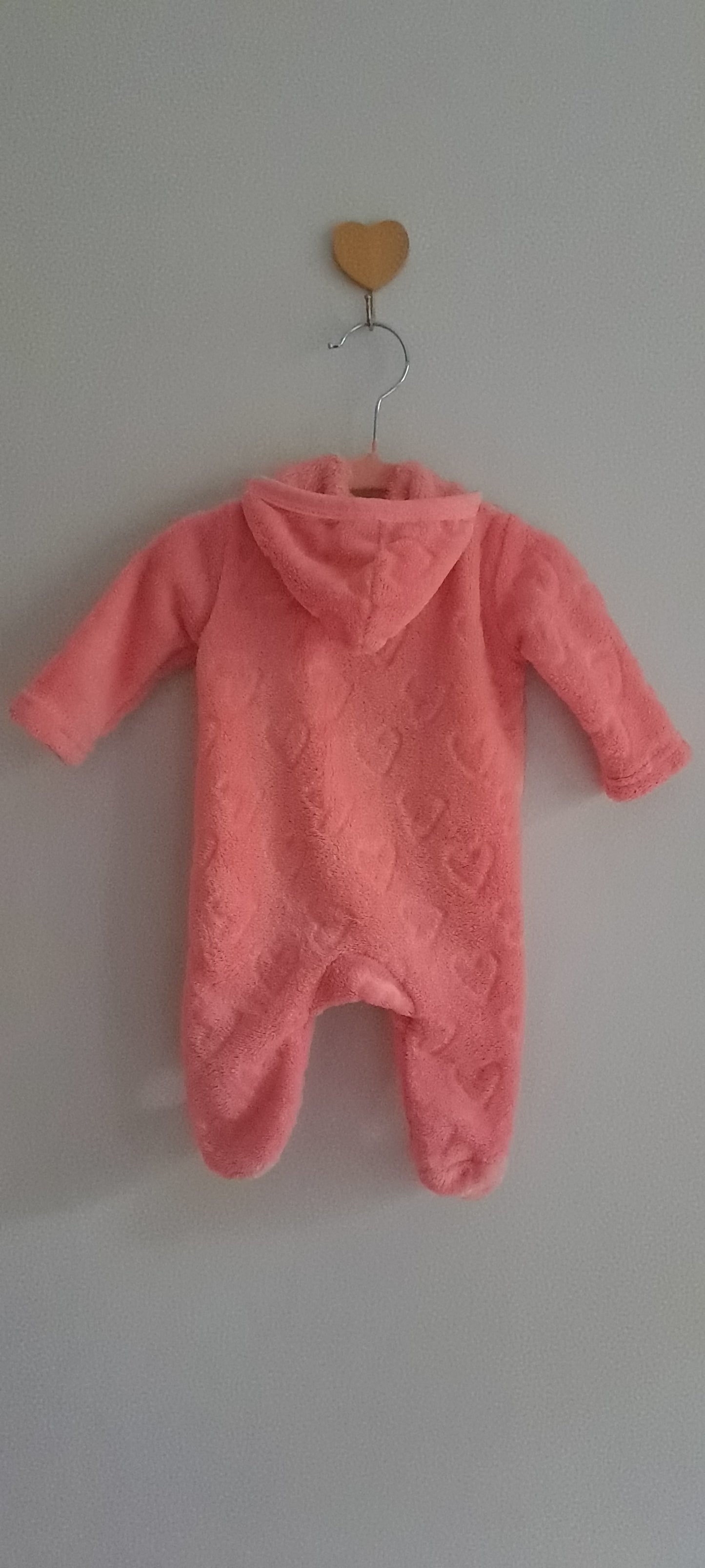 Cuddlesome Pink Fleece Hooded Babygrow with Bunny Embroidery Newborn