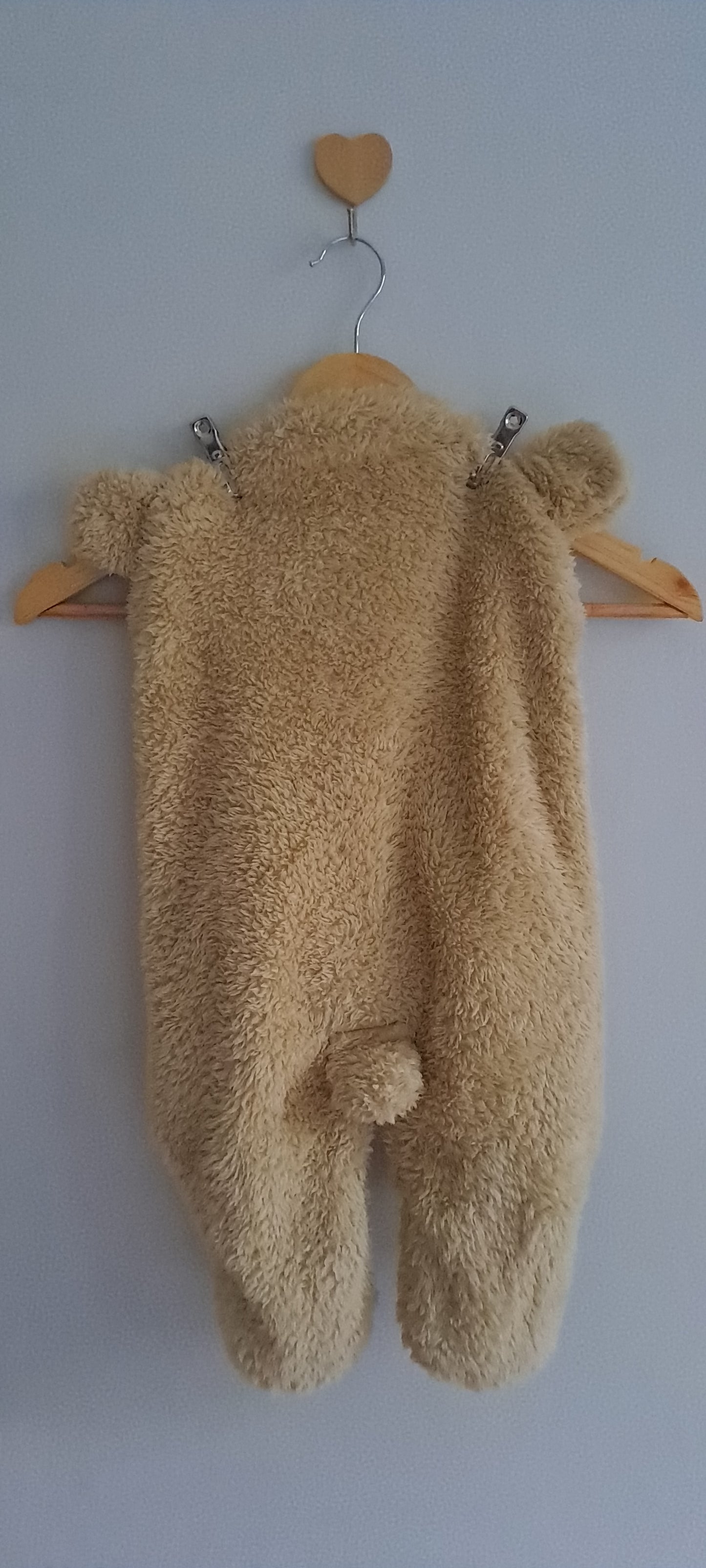 Beige Fluffy Sherpa Hooded Teddy Bear Swaddle Wrap Blanket 0-3 Months