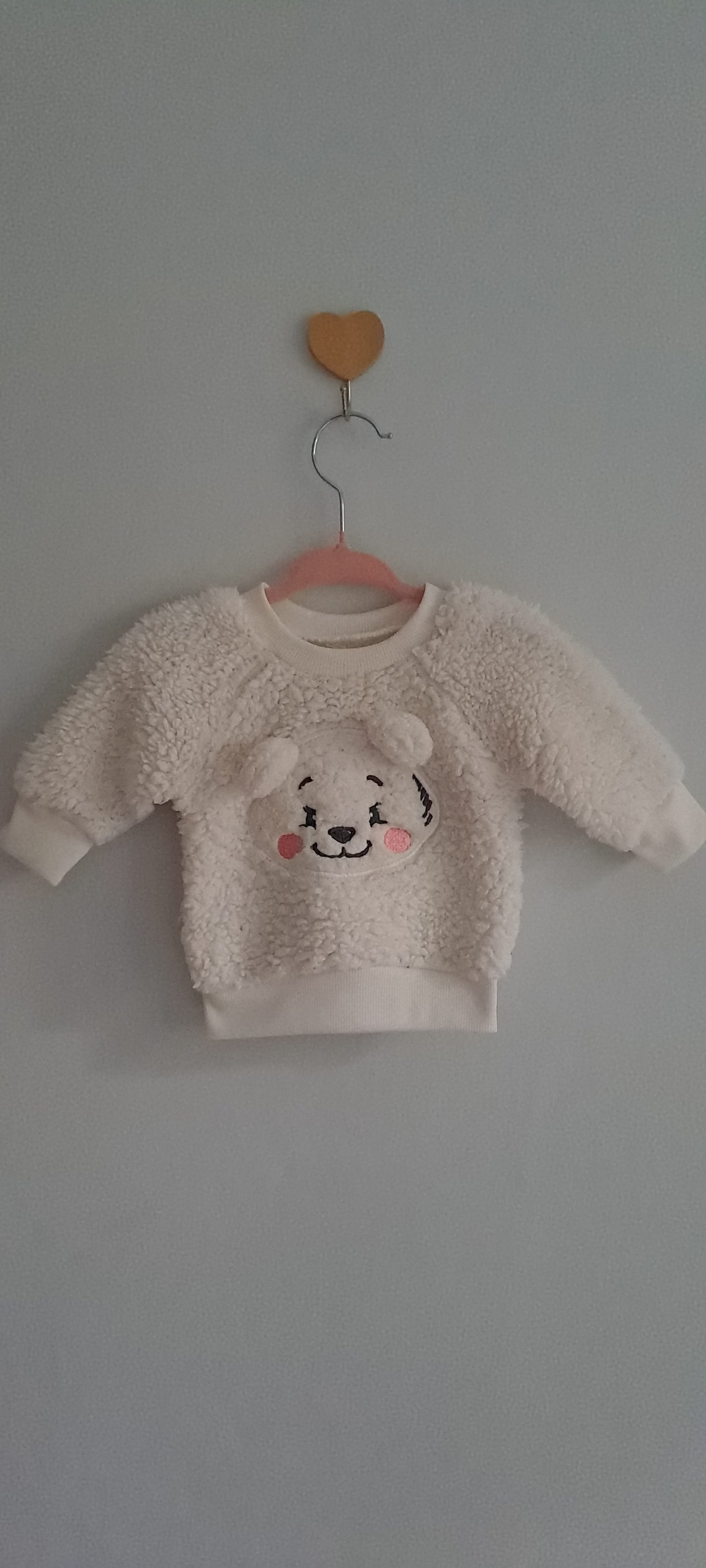 Cuddlesome Cream Fluffy Sherpa Bear 2-Piece Sweatshirt & Pants Set Newborn
