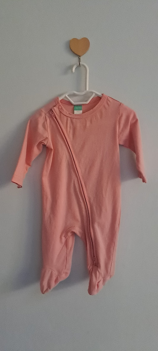 Ackermans Newborn Baby Plain Zipped Sleepsuit Dusty Pink 2 Pack
