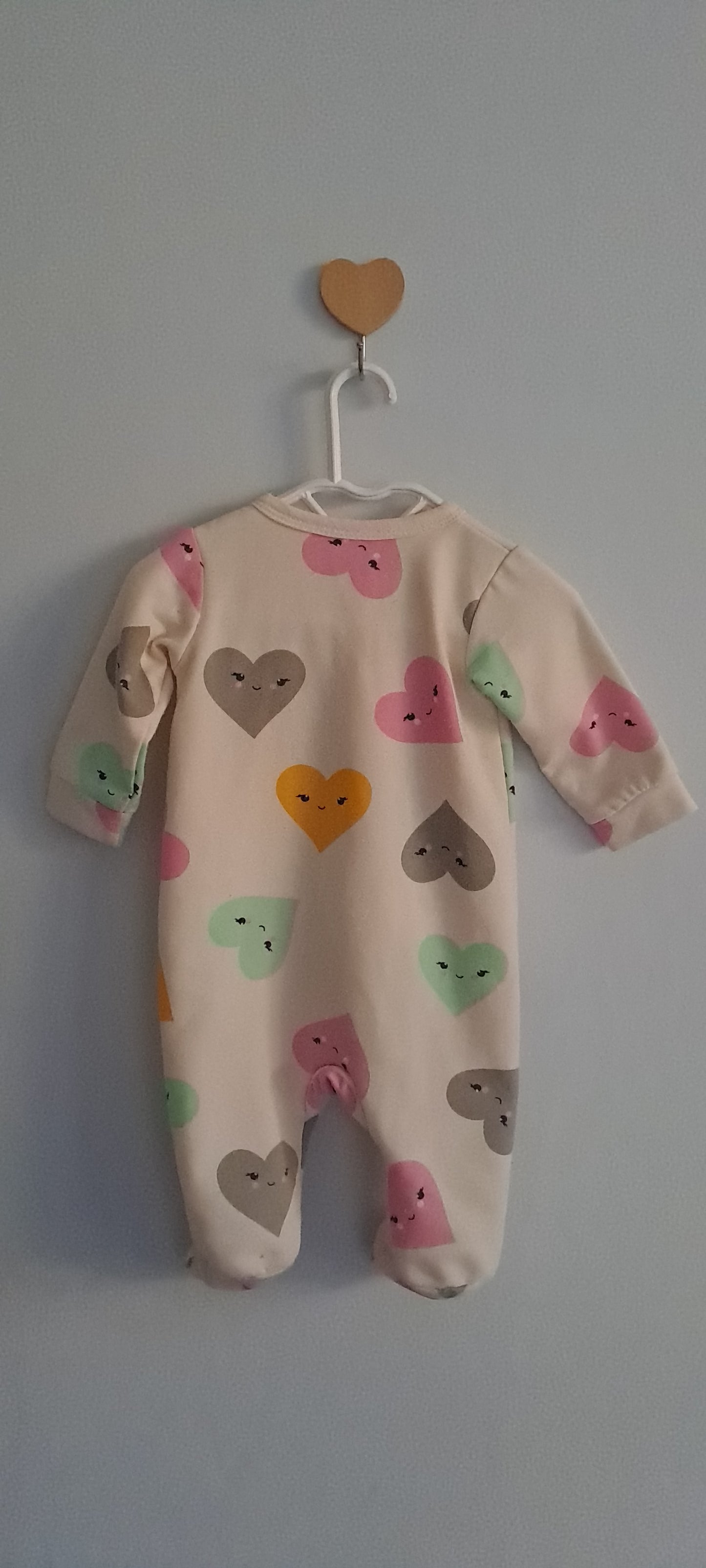 Woolworths WooliesBabes Newborn Fleece-Lined Zip Sleepsuit Hearts Print