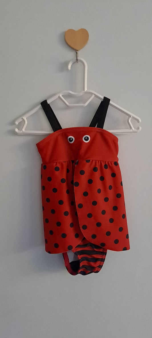 Jolly Tots Baby Girl Ladybug Swimsuit with Attached Skirt 3-6 Months