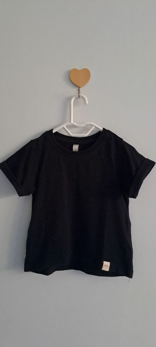 Real Kids Toddler Plain Rolled-Sleeve T-Shirt Jet Black 1-2 Years